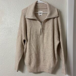 Aerie Cream V-Neck Sweater Soft Knit